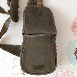 Diesel Men's Olive Canvas Sling Belt Bag with Adjustable Strap